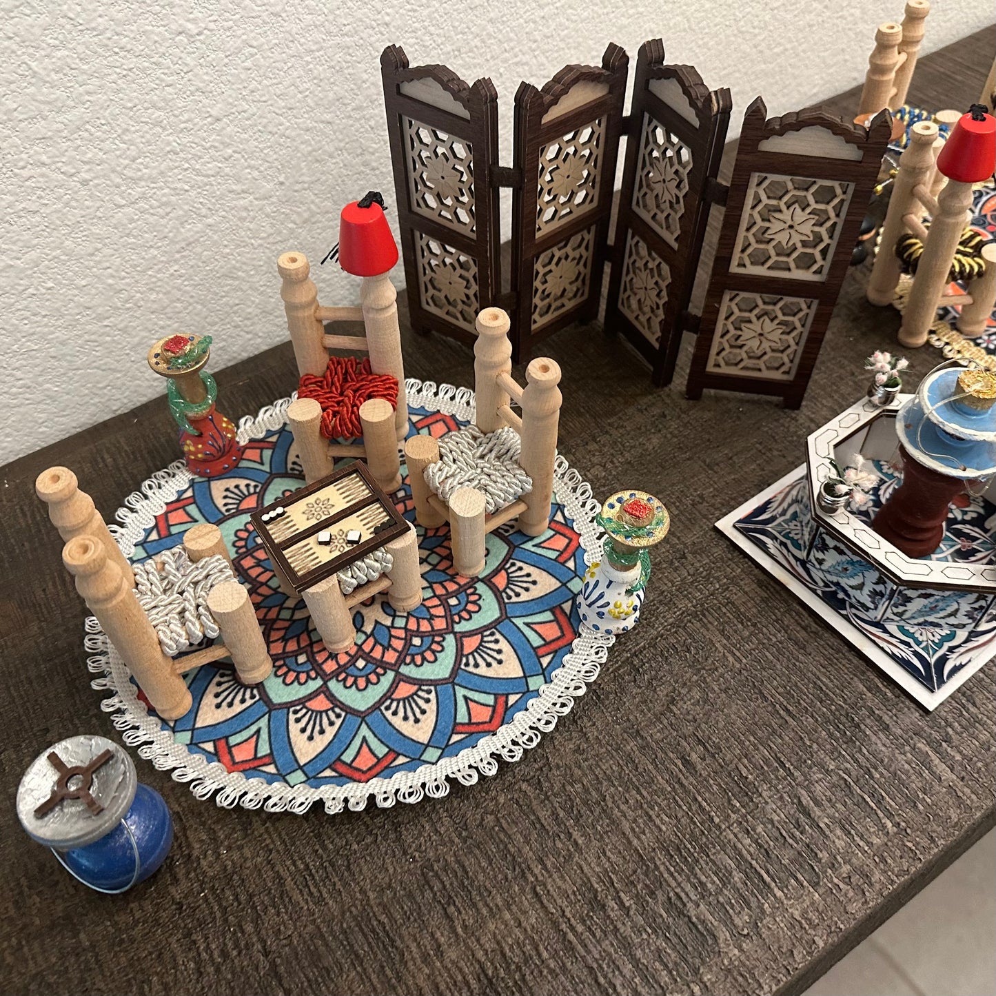 Mini Traditional Oriental Hangout Figurines (Mini chairs, Hookah, Oud)