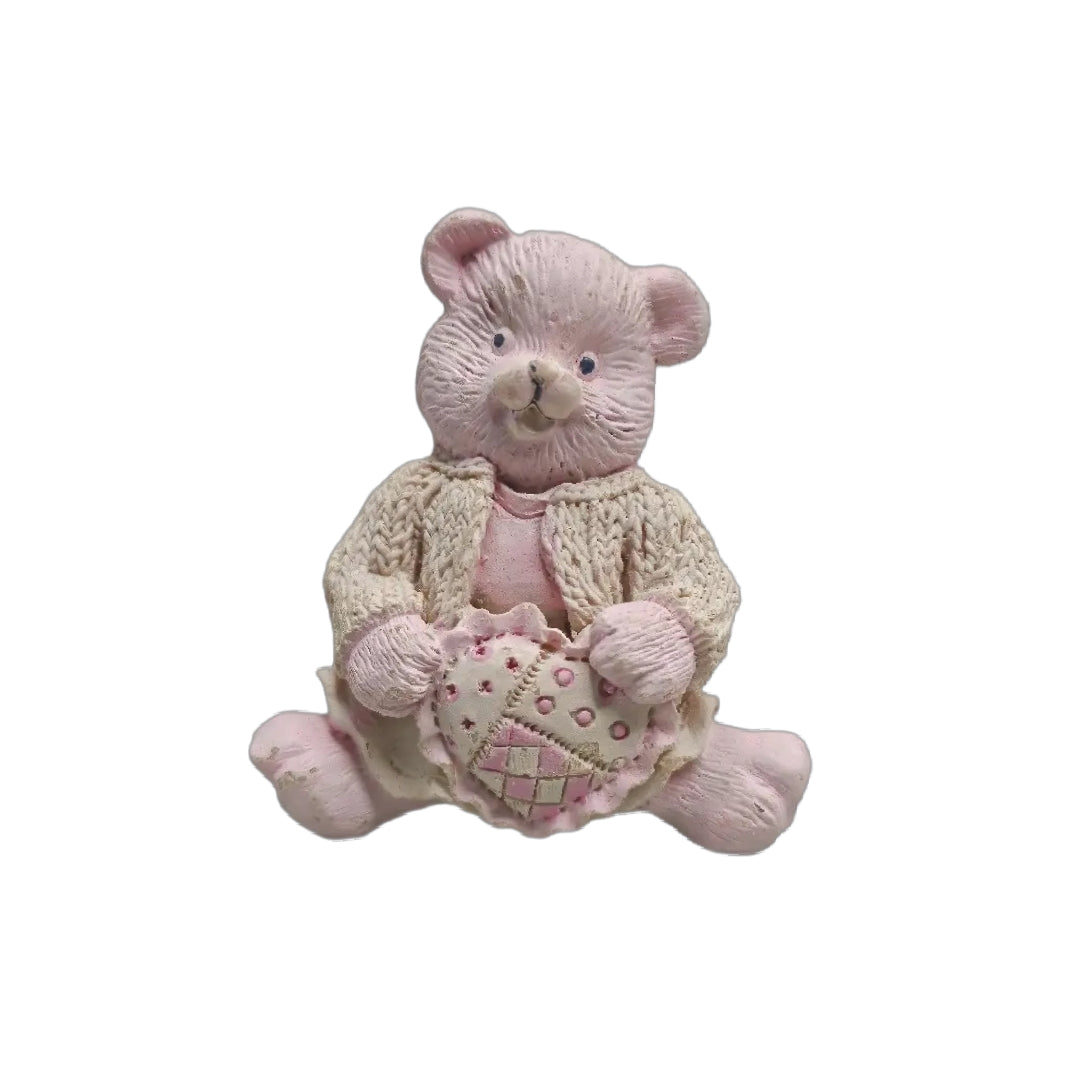 Mini 3D Vintage Bear with Heart-Shaped Pillow (10 pcs)