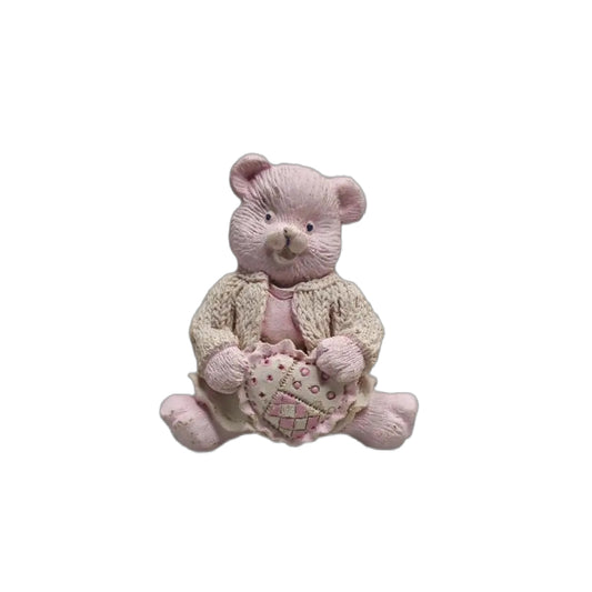 Mini 3D Vintage Bear with Heart-Shaped Pillow (10 pcs)