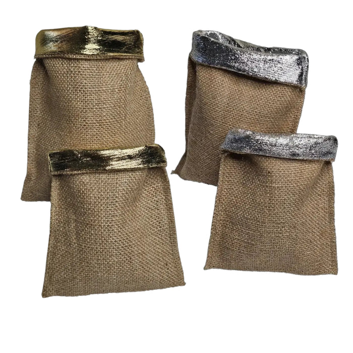 Jute Pouches with Metallic Interior