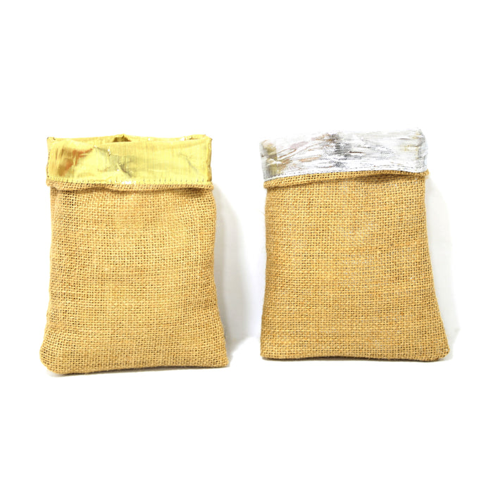 Jute Pouches with Metallic Interior