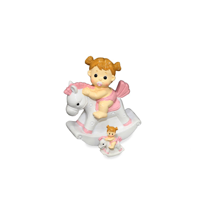 Mini 3D Baby on Rocking Horse Figurine