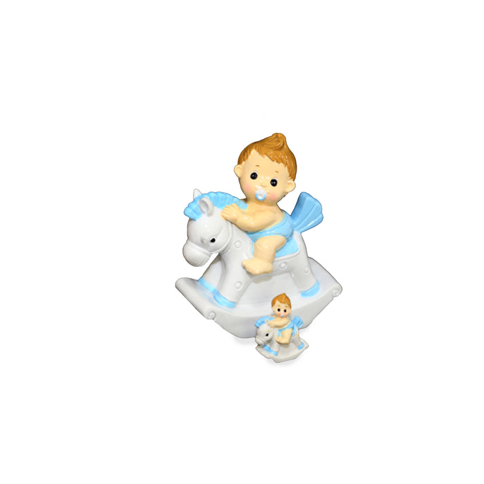 Mini 3D Baby on Rocking Horse Figurine