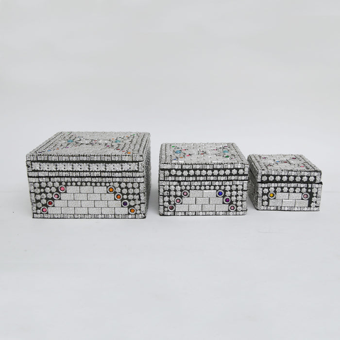 Silver Box with Colored Stones