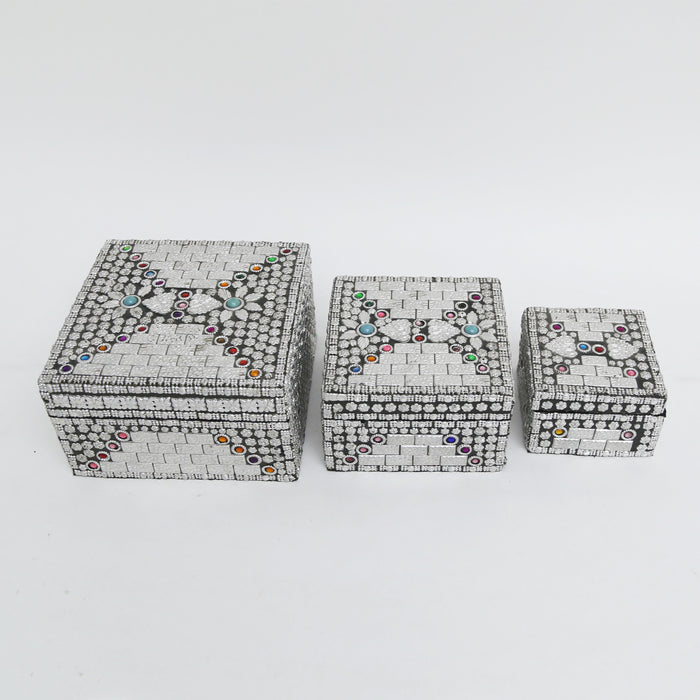 Silver Box with Colored Stones