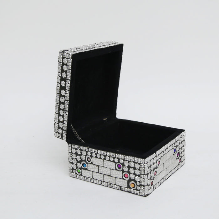 Silver Box with Colored Stones