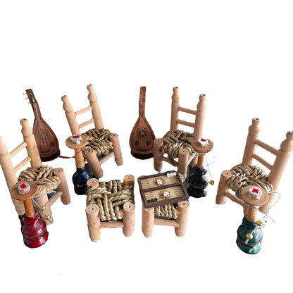 Mini Traditional Oriental Hangout Figurines (Mini chairs, Hookah, Oud)